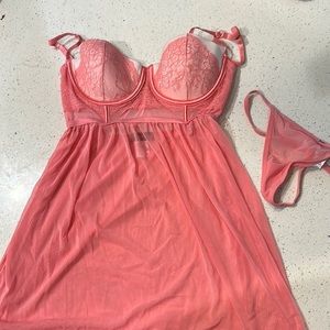 NWOT Pink Babydoll Lingerie Set